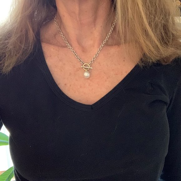 David Yurman Jewelry - DAVID YURMAN Pearl Diamond Necklace 18K Gold & 925